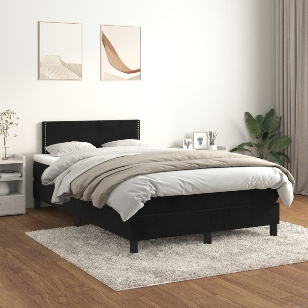 vidaXL Ramsäng med madrass svart 120x200 cm sammet