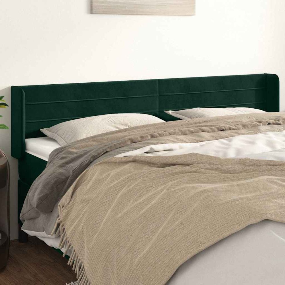 vidaXL Sänggavel med kanter mörkgrön 183x16x78/88 cm sammet