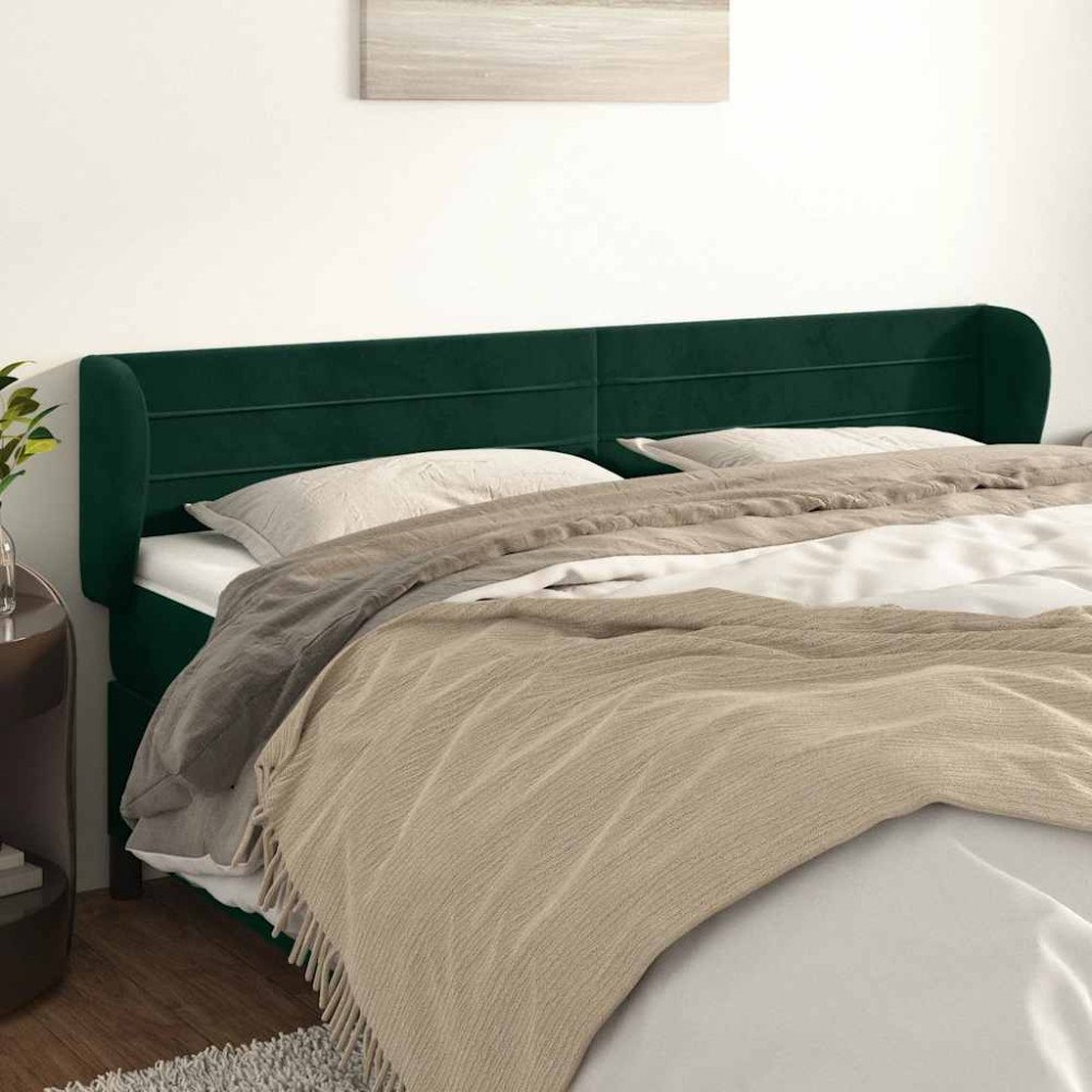 vidaXL Sänggavel med kanter mörkgrön 183x23x78/88 cm sammet