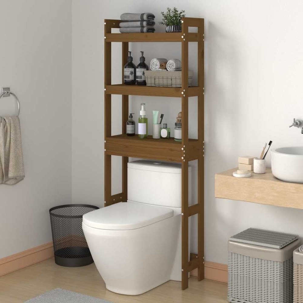 vidaXL Badrumshylla honungsbrun 63x26x171 cm massiv furu