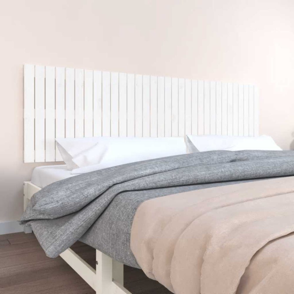 vidaXL Väggmonterad huvudgavel vit 204x3x60 cm massiv furu