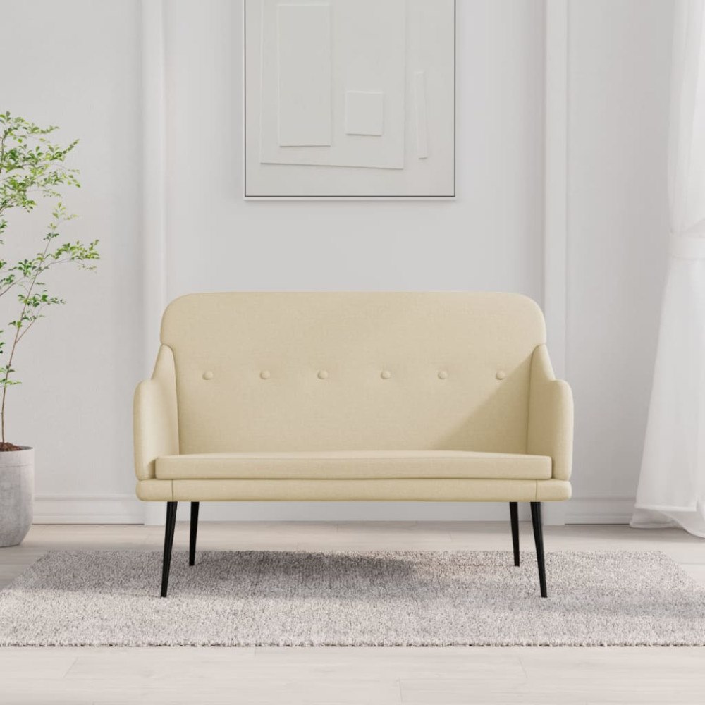 vidaXL Bänk gräddvit 110x76x80 cm tyg