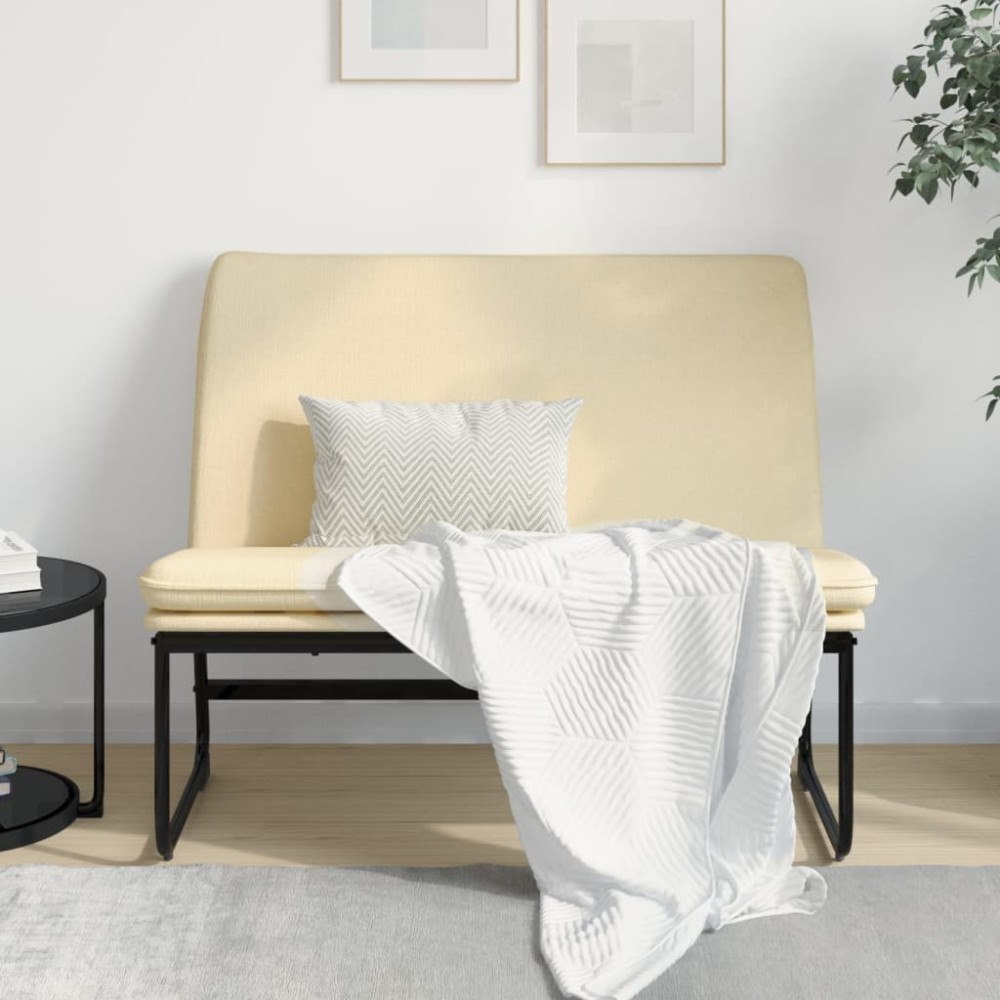 vidaXL Bänk gräddvit 100x75x76 cm tyg