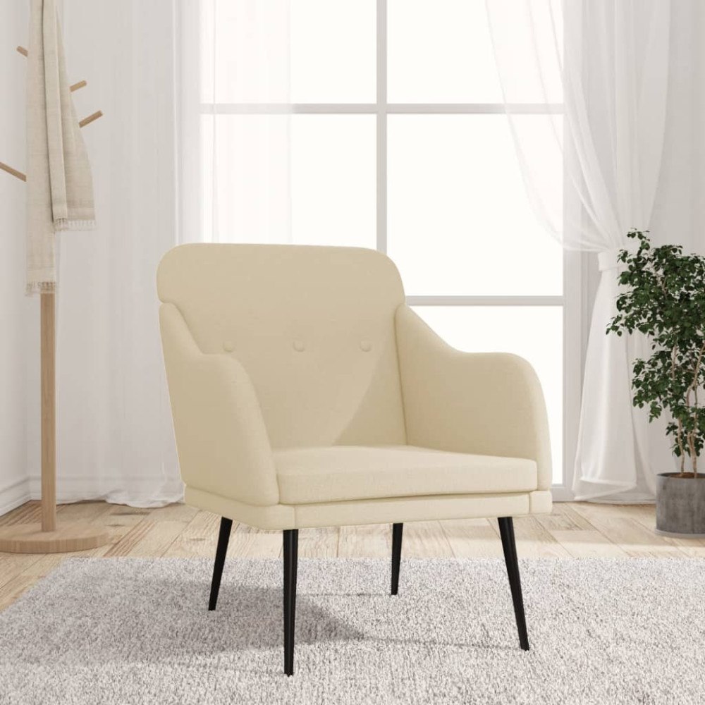 vidaXL Fåtölj gräddvit 63x76x80 cm tyg