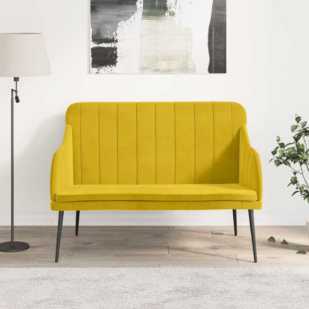 vidaXL Bänk gul 110x76x80 cm sammet
