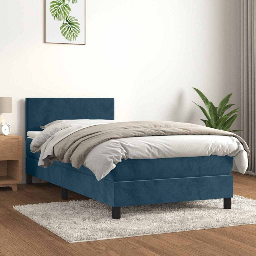 vidaXL Ramsäng med madrass mörkblå 80x200 cm sammet
