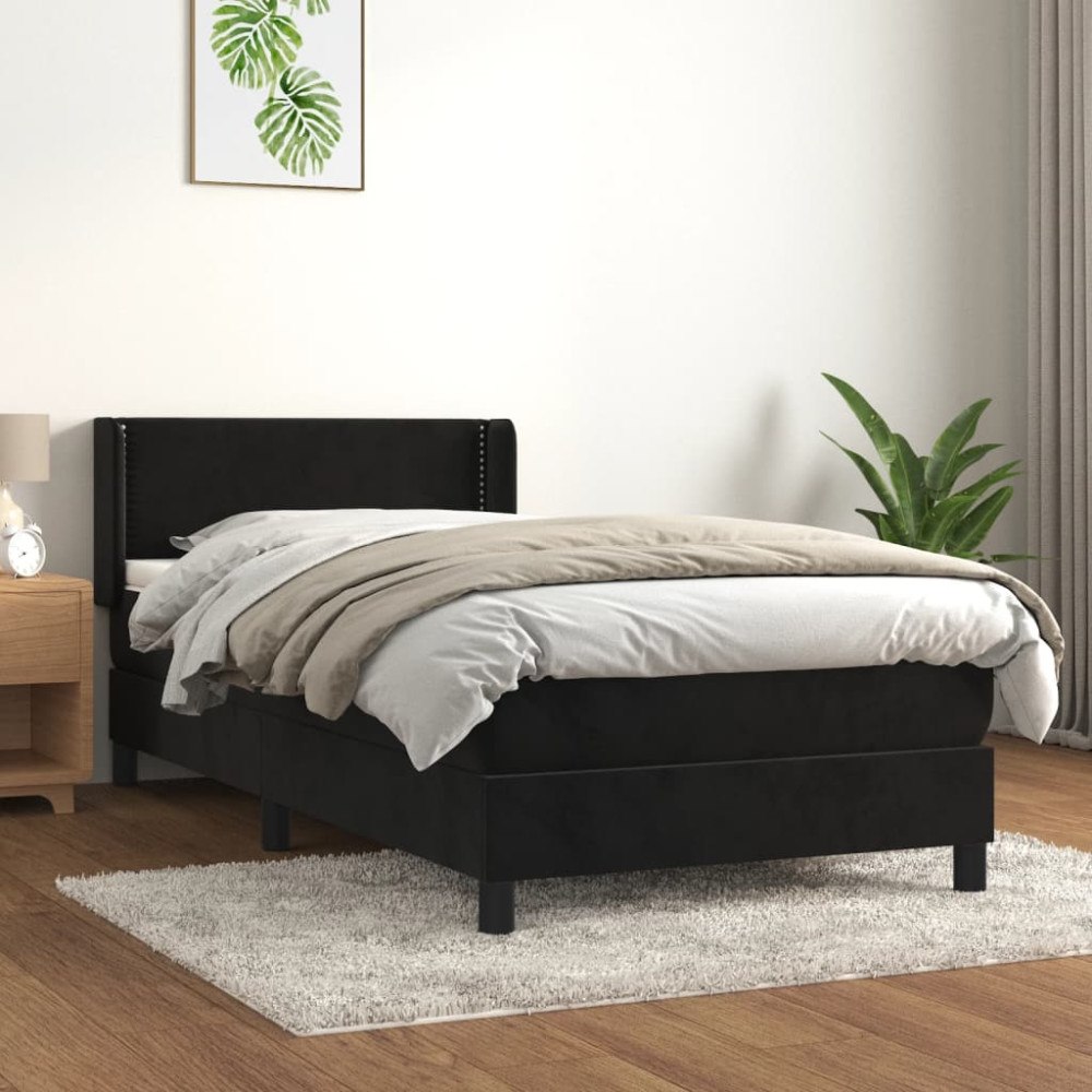 vidaXL Ramsäng med madrass svart 80x200 cm sammet