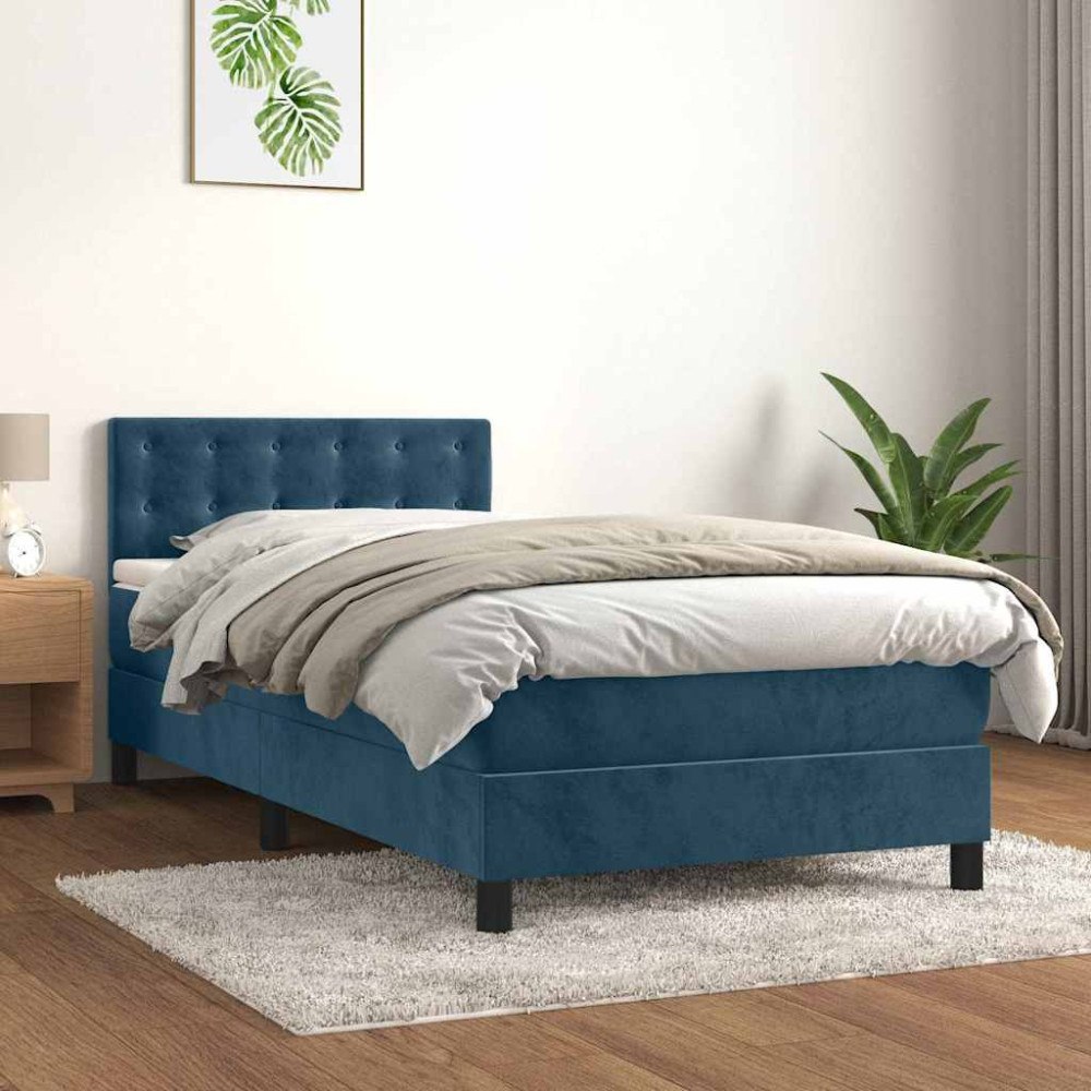 vidaXL Ramsäng med madrass mörkblå 80x200 cm sammet