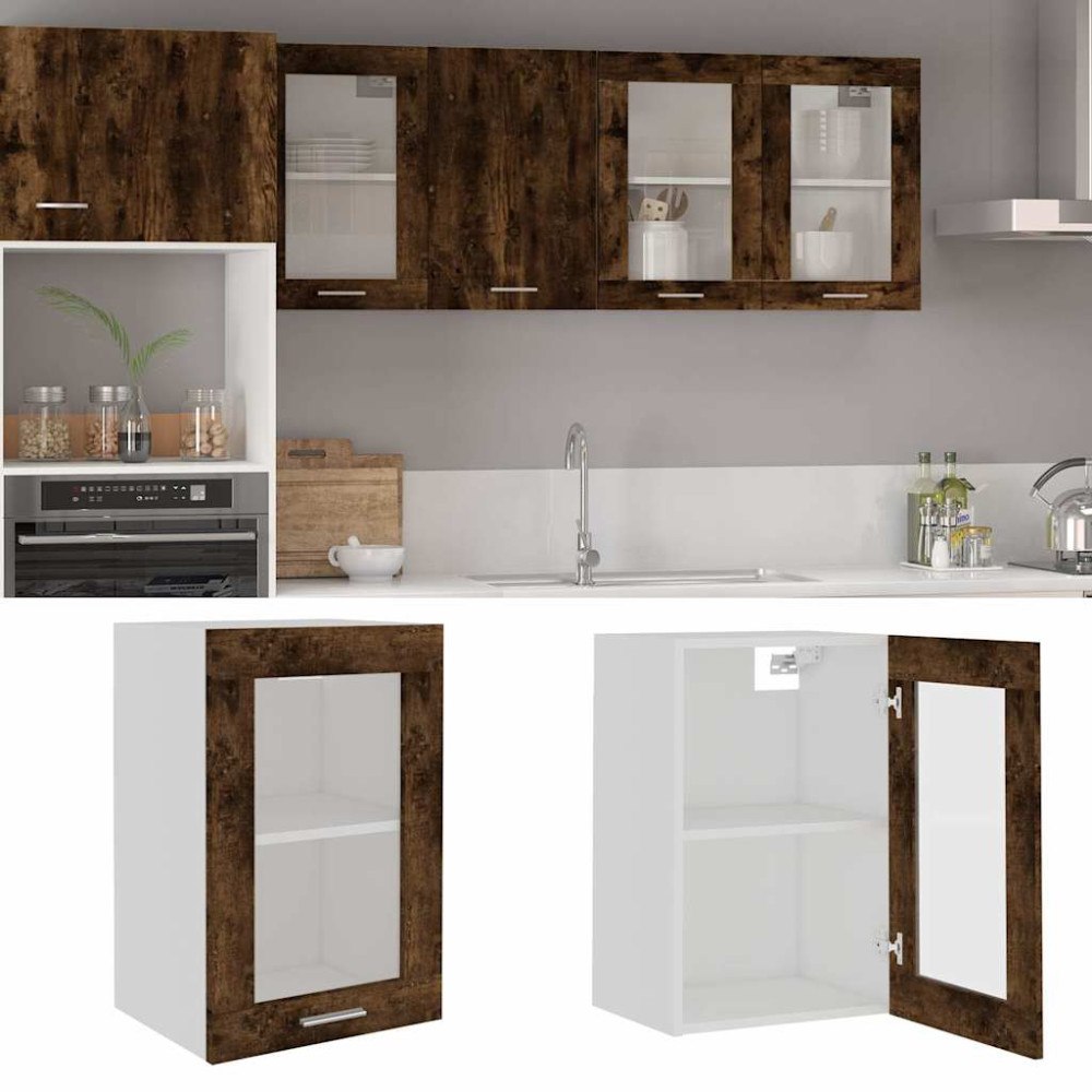 vidaXL Väggskåp glas “Lyon” rökfärgad ek 40x31x60 cm konstruerat trä
