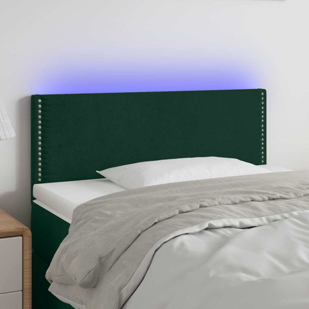 vidaXL Sänggavel LED grön 100x5x78/88 cm sammet