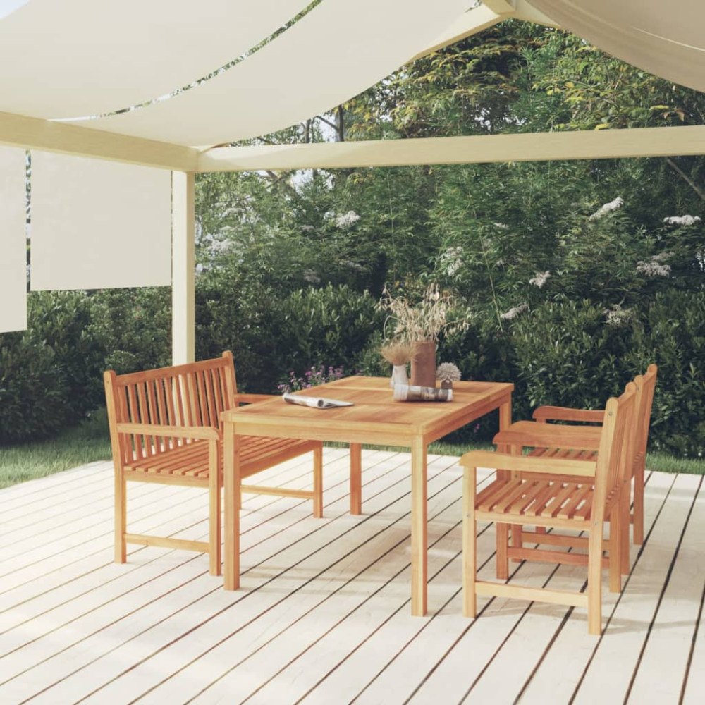 vidaXL Matgrupp för trädgården 4 delar massiv teak