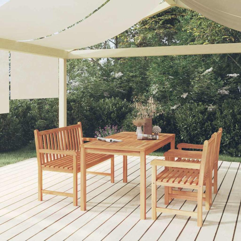vidaXL Matgrupp för trädgården 4 delar massiv teak