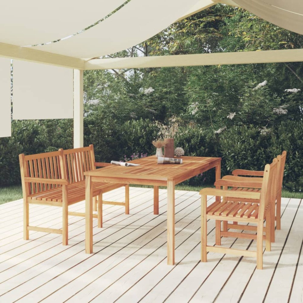 vidaXL Matgrupp för trädgården 4 delar massiv teak