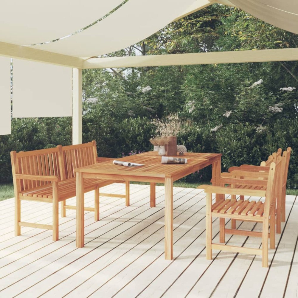 vidaXL Matgrupp för trädgården 4 delar massiv teak