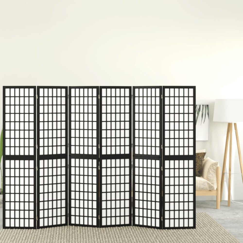 vidaXL Rumsavdelare med 6 paneler japansk stil 240x170 cm svart