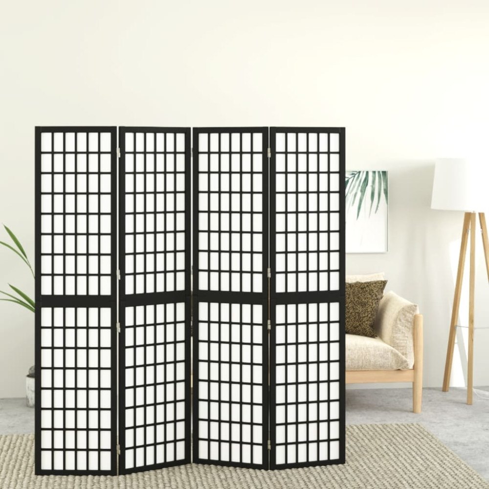 vidaXL Rumsavdelare med 4 paneler japansk stil 160x170 cm svart