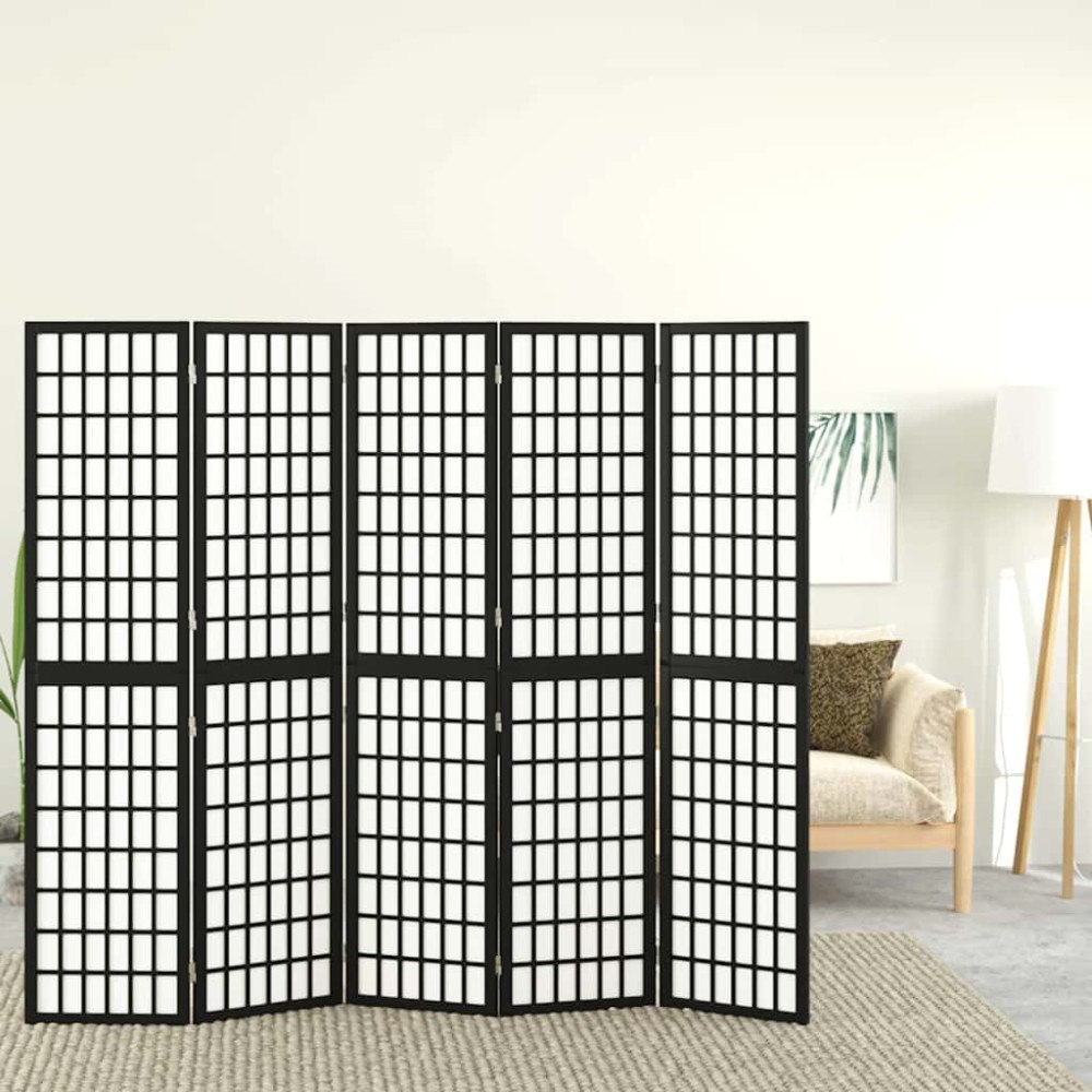 vidaXL Rumsavdelare med 5 paneler japansk stil 200x170 cm svart
