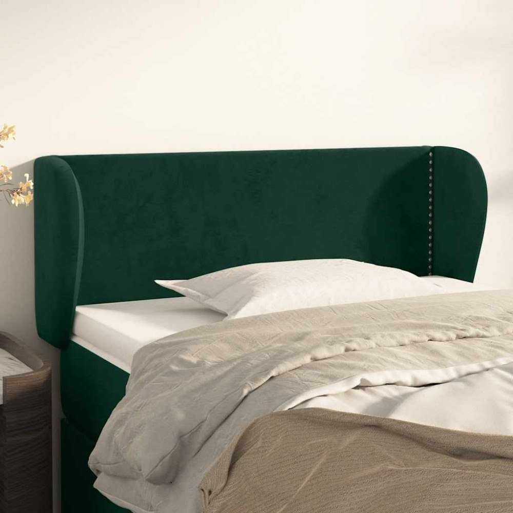 vidaXL Sänggavel med kanter mörkgrön 103x23x78/88 cm sammet