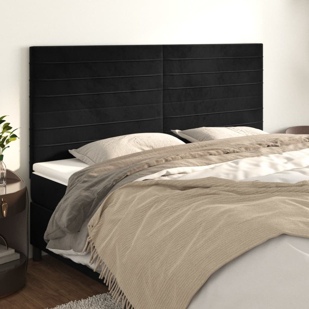 vidaXL Sänggavel svart 180x5x118/128 cm sammet