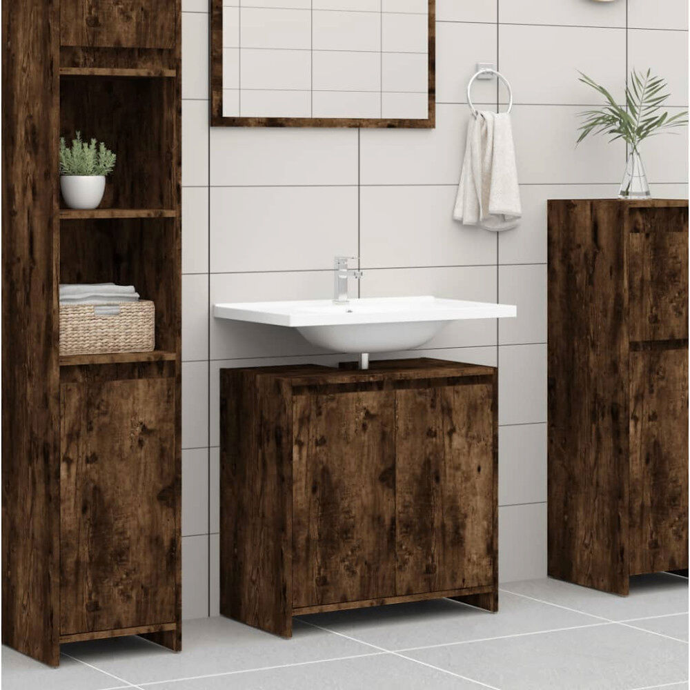 vidaXL Badrumsskåp rökfärgad ek 60x33x61 cm konstruerat trä