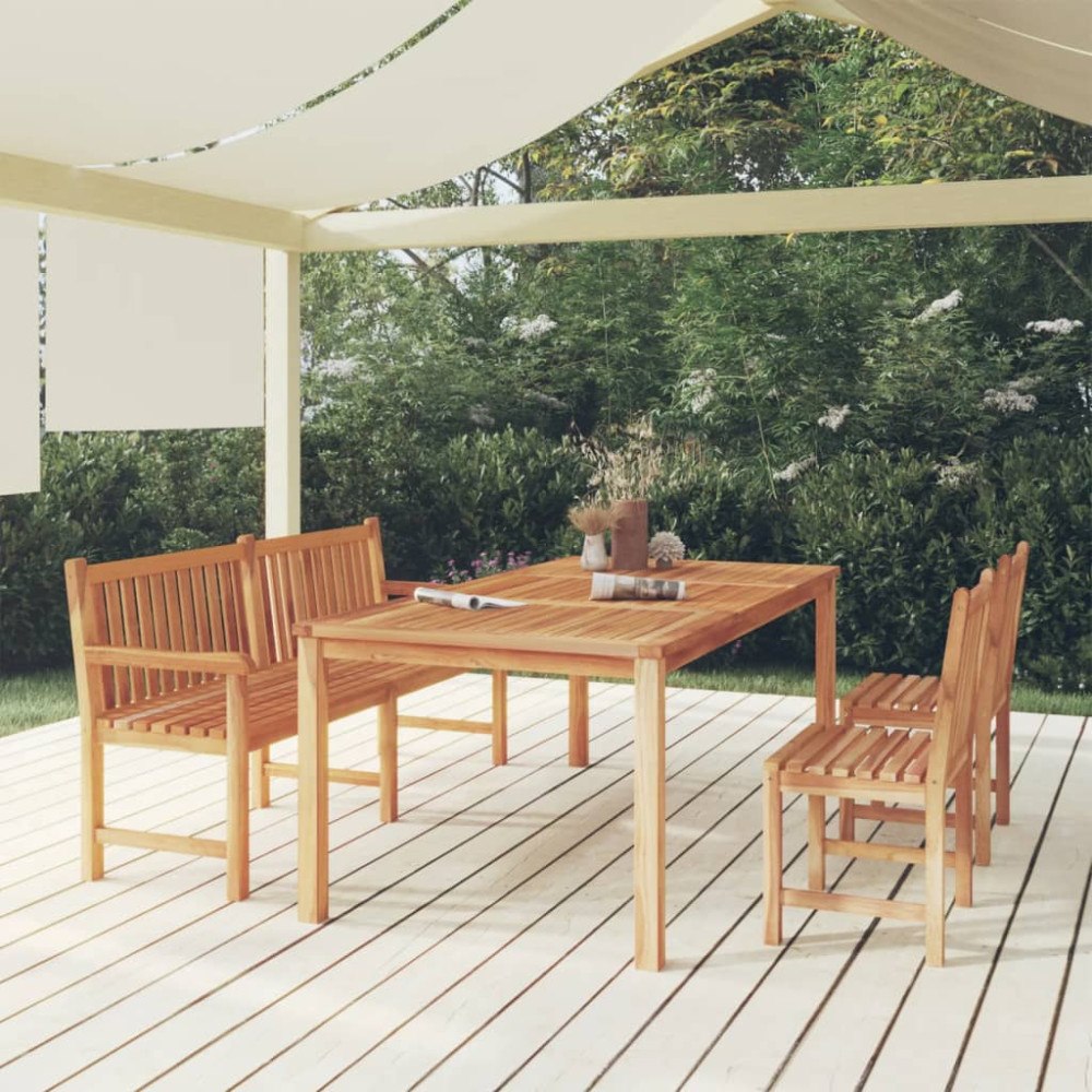 vidaXL Matgrupp för trädgården 4 delar massiv teak