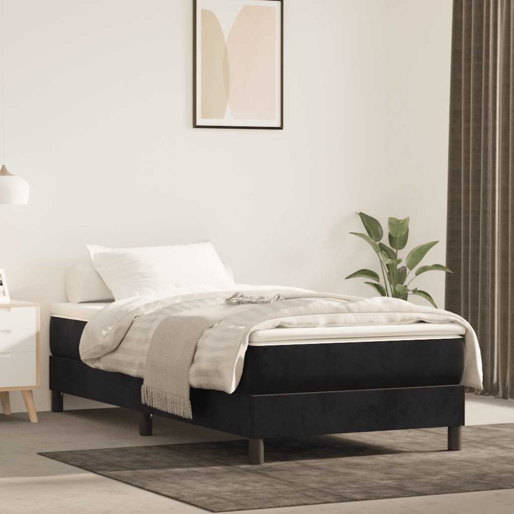 vidaXL Boxspring-sängram svart 80x200 cm sammet