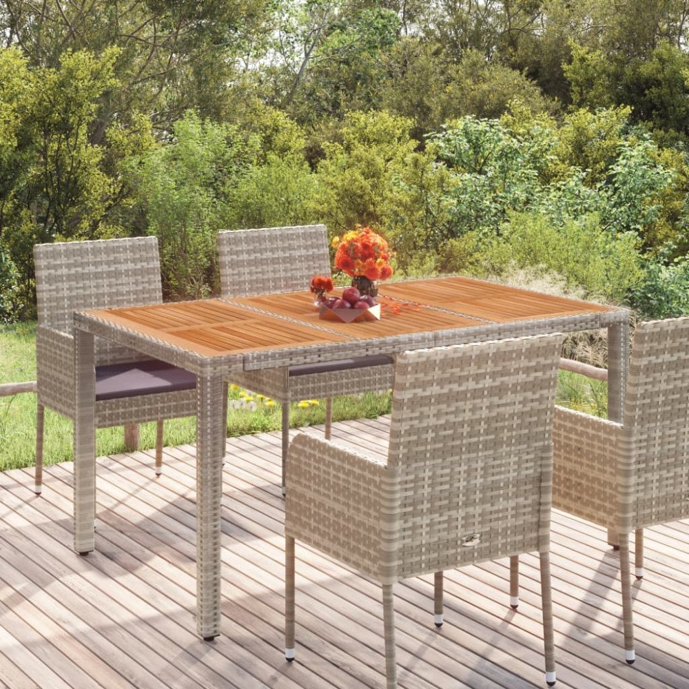 vidaXL Trädgårdsbord med träskiva grå 150x90x75 cm konstrotting
