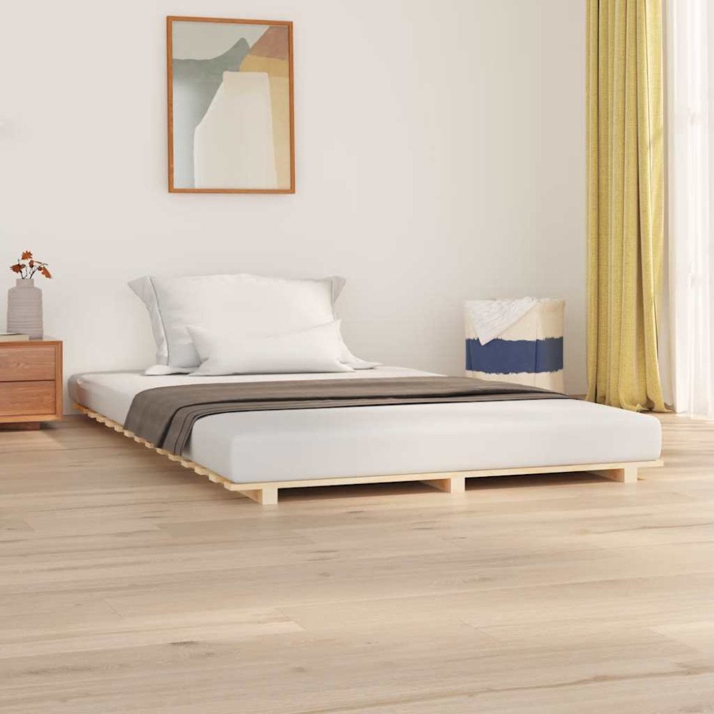 vidaXL Sängram 150x200 cm massiv furu