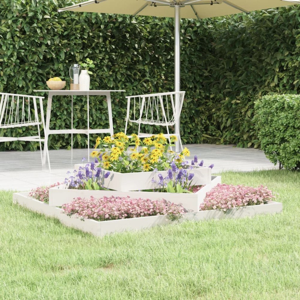 vidaXL Odlingslåda vit 112x112x27 cm massiv furu
