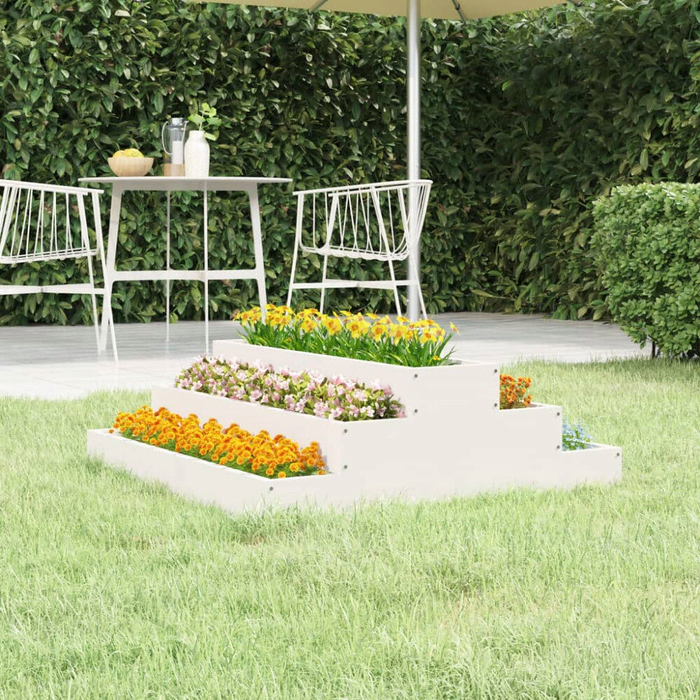 vidaXL Odlingslåda vit 80x80x27 cm massiv furu
