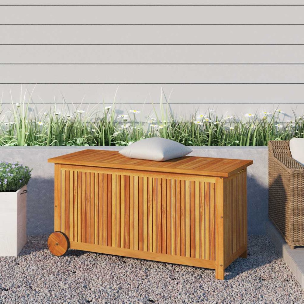 vidaXL Dynbox med hjul 113x50x58 cm massivt akaciaträ