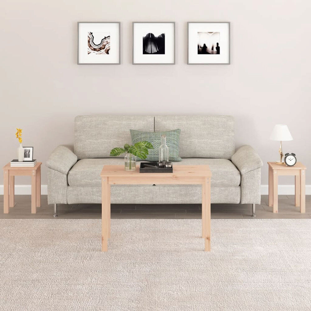 vidaXL Satsbord 3 st massiv furu