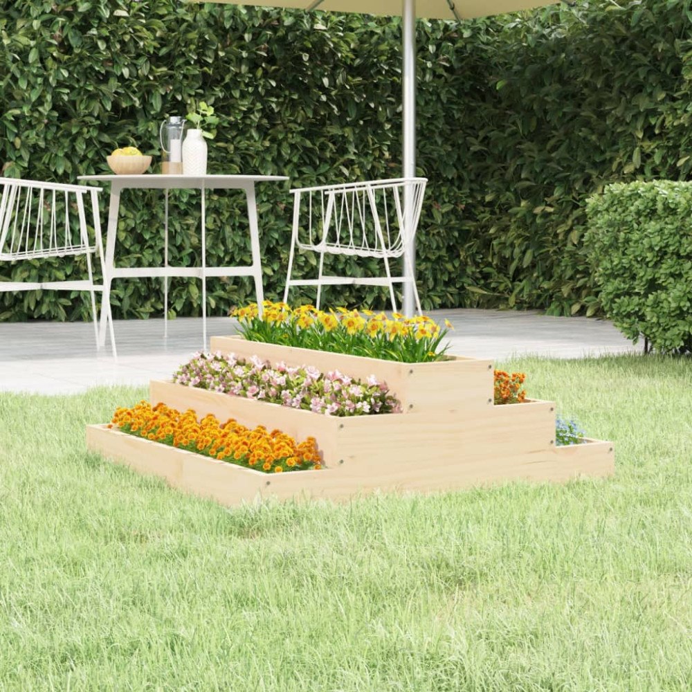 vidaXL Odlingslåda 80x80x27 cm massiv furu