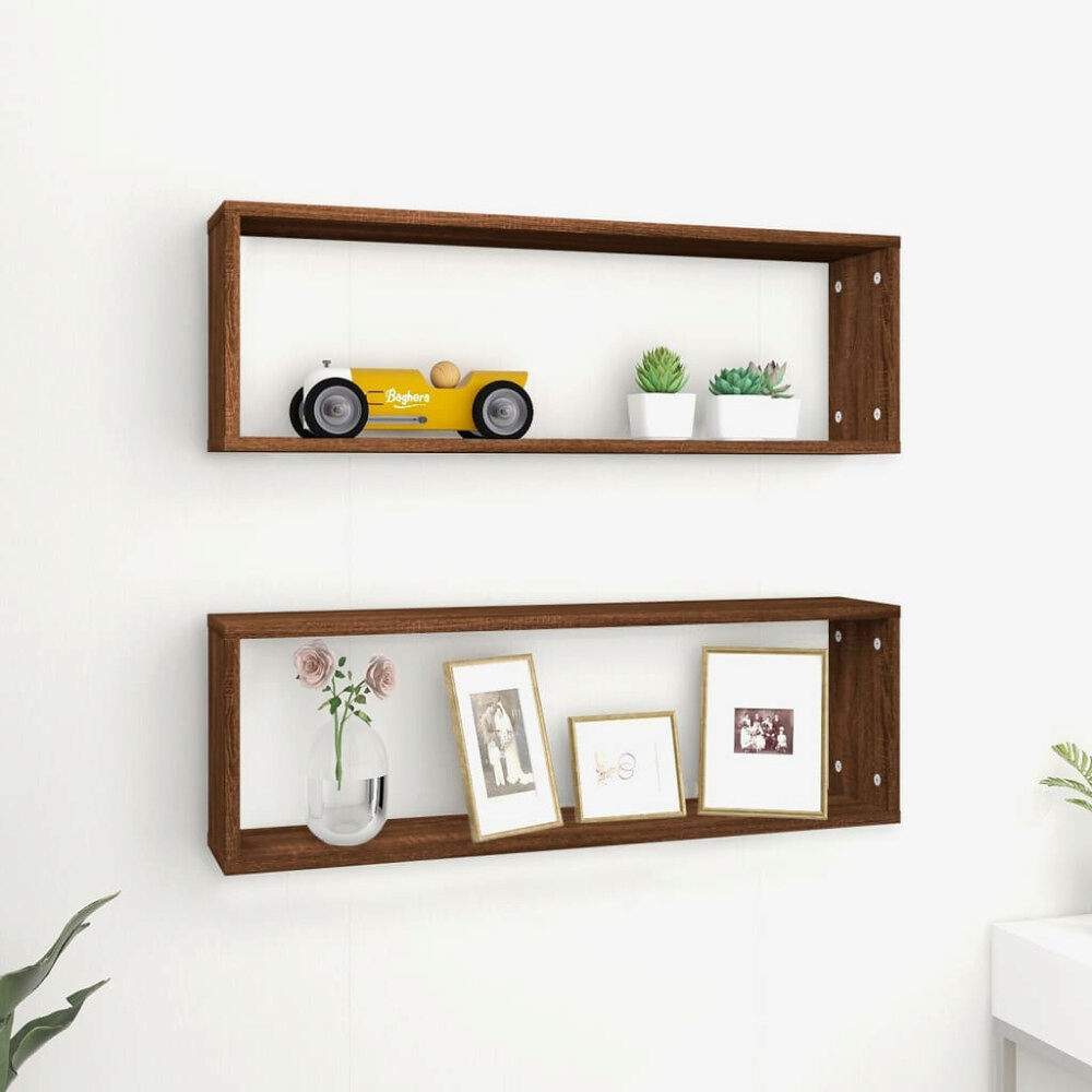 vidaXL Vägghyllor 2 st brun ek 80x15x26,5 cm konstruerat trä