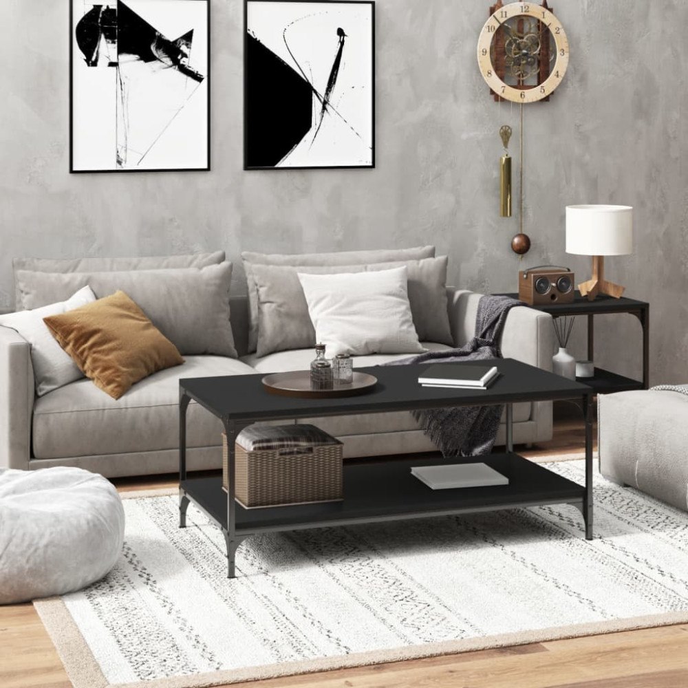 vidaXL Soffbord svart 80x50x40 cm konstruerat trä