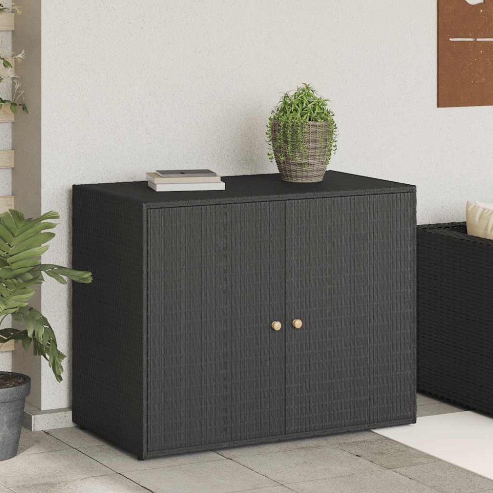 vidaXL Förvaringsskåp för trädgården svart 100x55,5x80 cm konstrotting