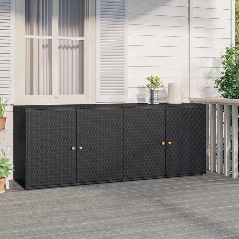 vidaXL Förvaringsskåp för trädgården svart 198x55,5x80 cm konstrotting