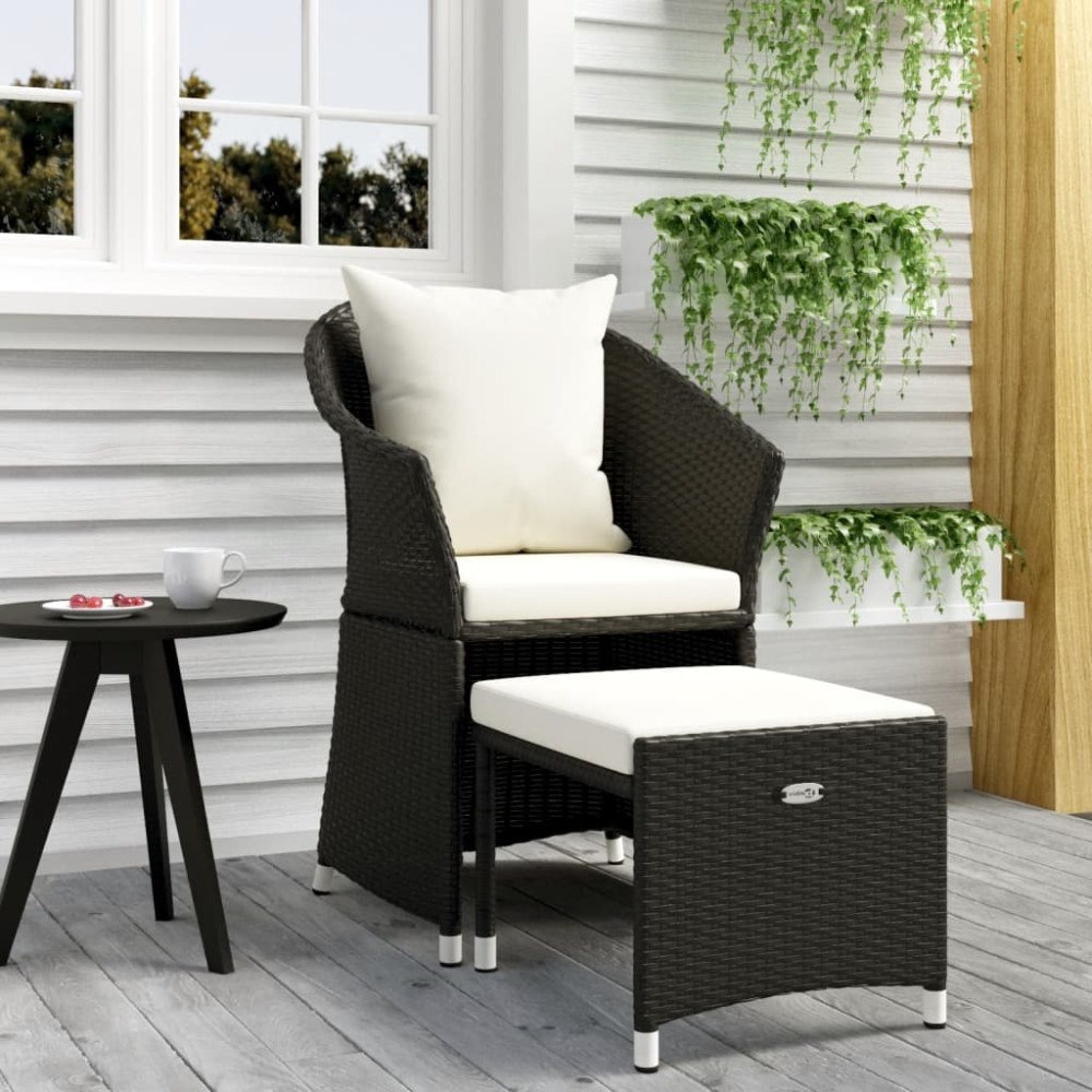 vidaXL Loungegrupp med dynor 2 delar svart konstrotting