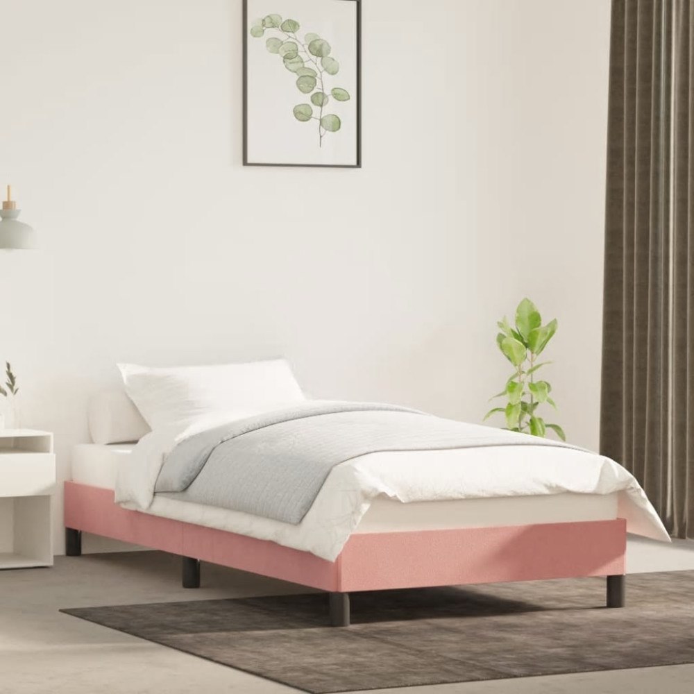 vidaXL Sängram rosa 90x190 cm sammet