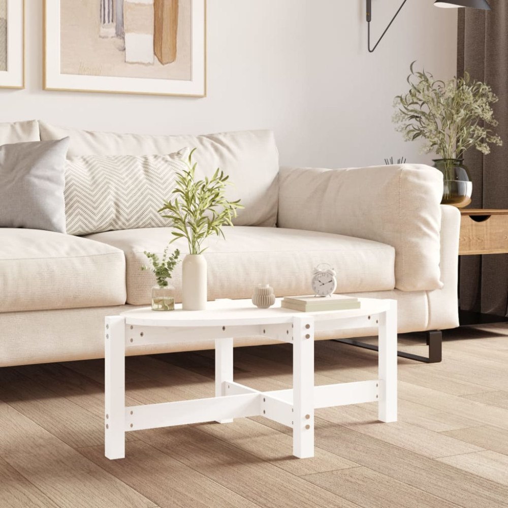vidaXL Soffbord vit 87x48x35 cm massiv furu