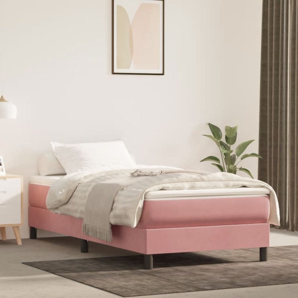 vidaXL Ramsäng med madrass rosa 80x200 cm sammet