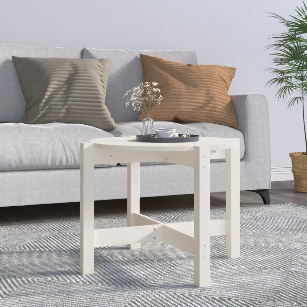 vidaXL Soffbord vit Ø 62,5x45cm massiv furu