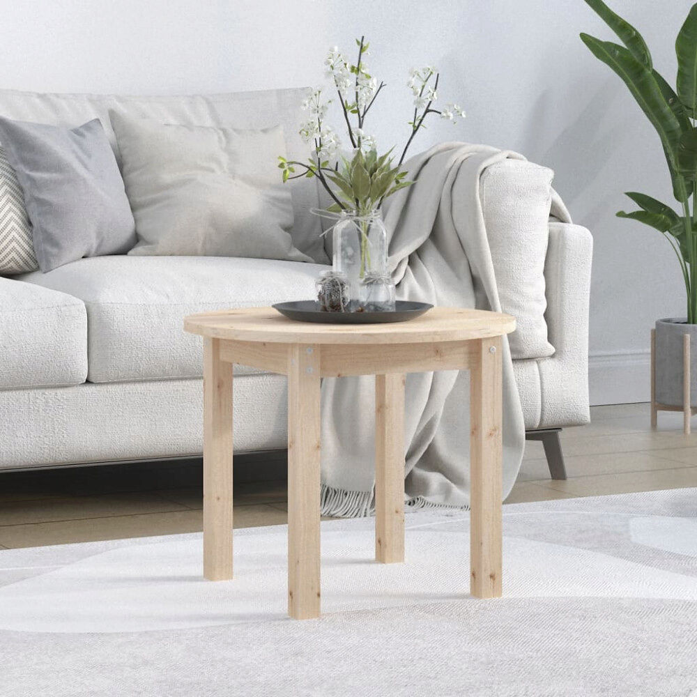 vidaXL Soffbord Ø 55x45 cm massiv furu