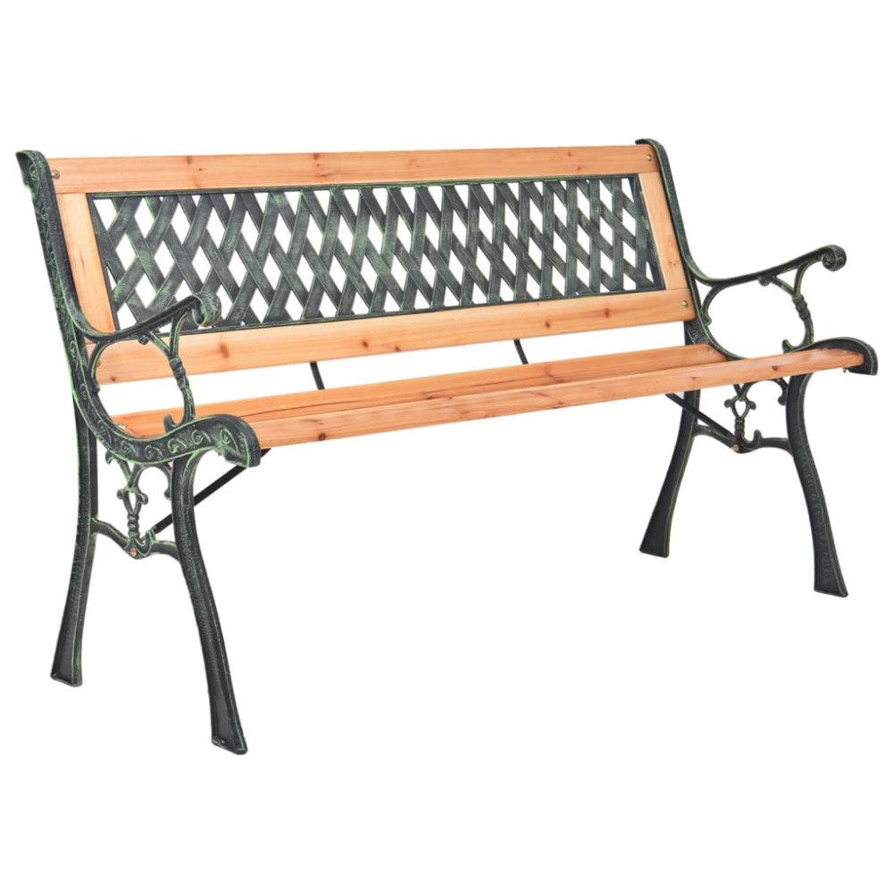 vidaXL Trädgårdsbänk 116 cm gjutjärn och massivt granträ