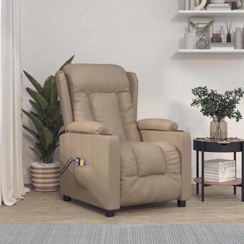 vidaXL Elektrisk massagefåtölj cappuccino konstläder