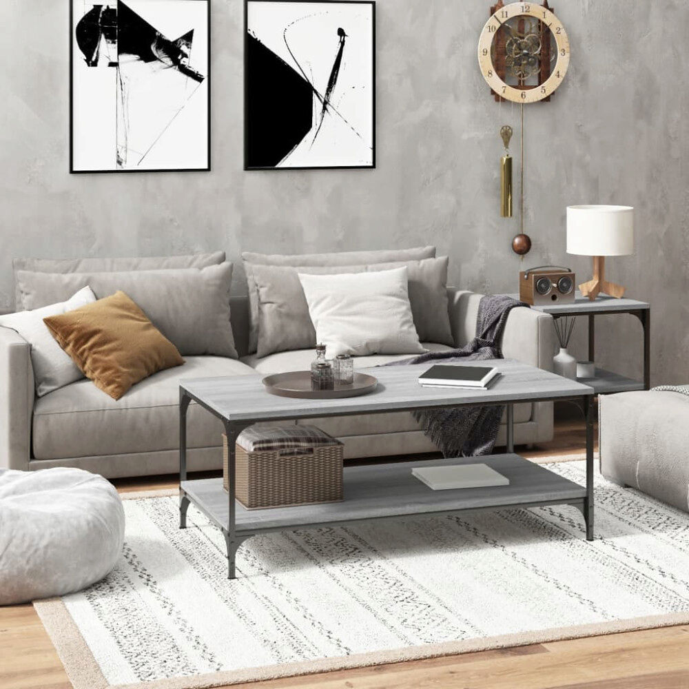 vidaXL Soffbord grå sonoma 80x50x40 cm konstruerat trä