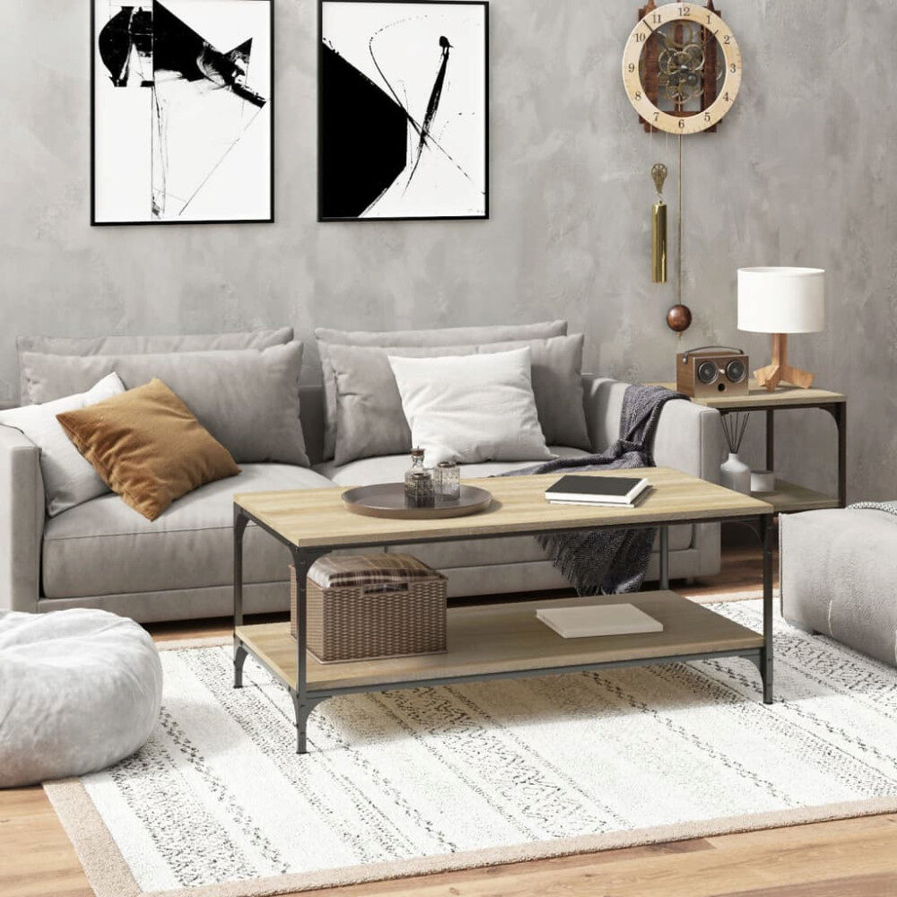 vidaXL Soffbord sonoma-ek 80x50x40 cm konstruerat trä