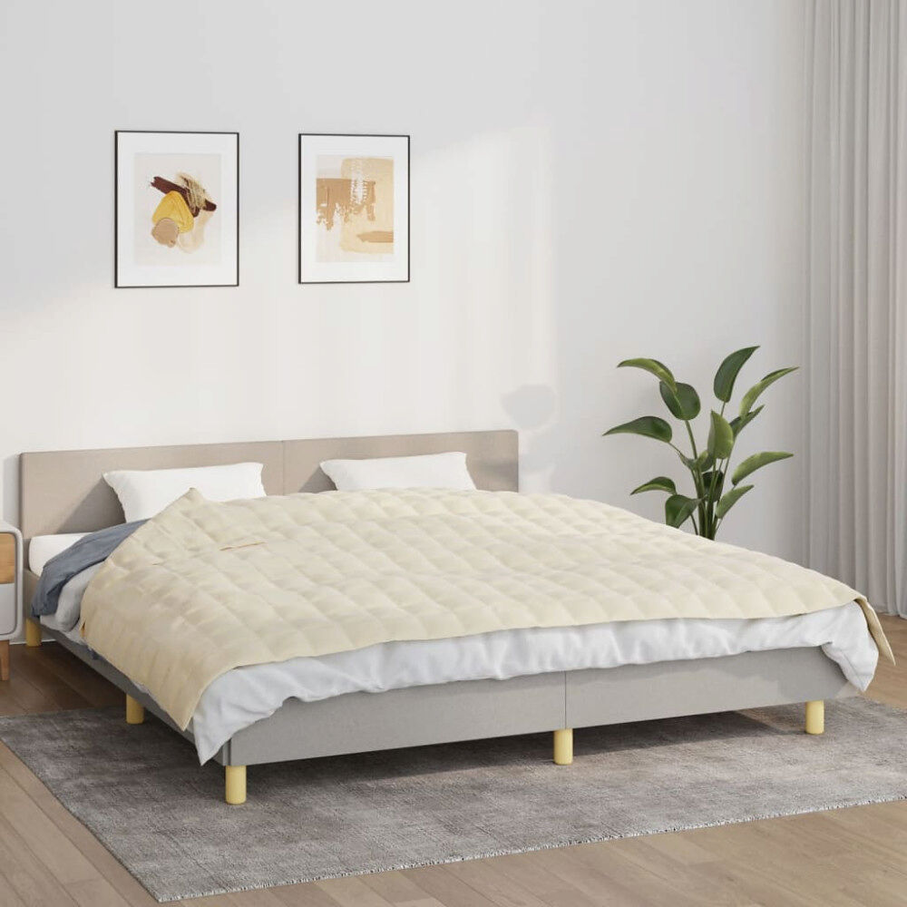 vidaXL Tyngdtäcke gräddvit 155x220 cm 11 kg tyg