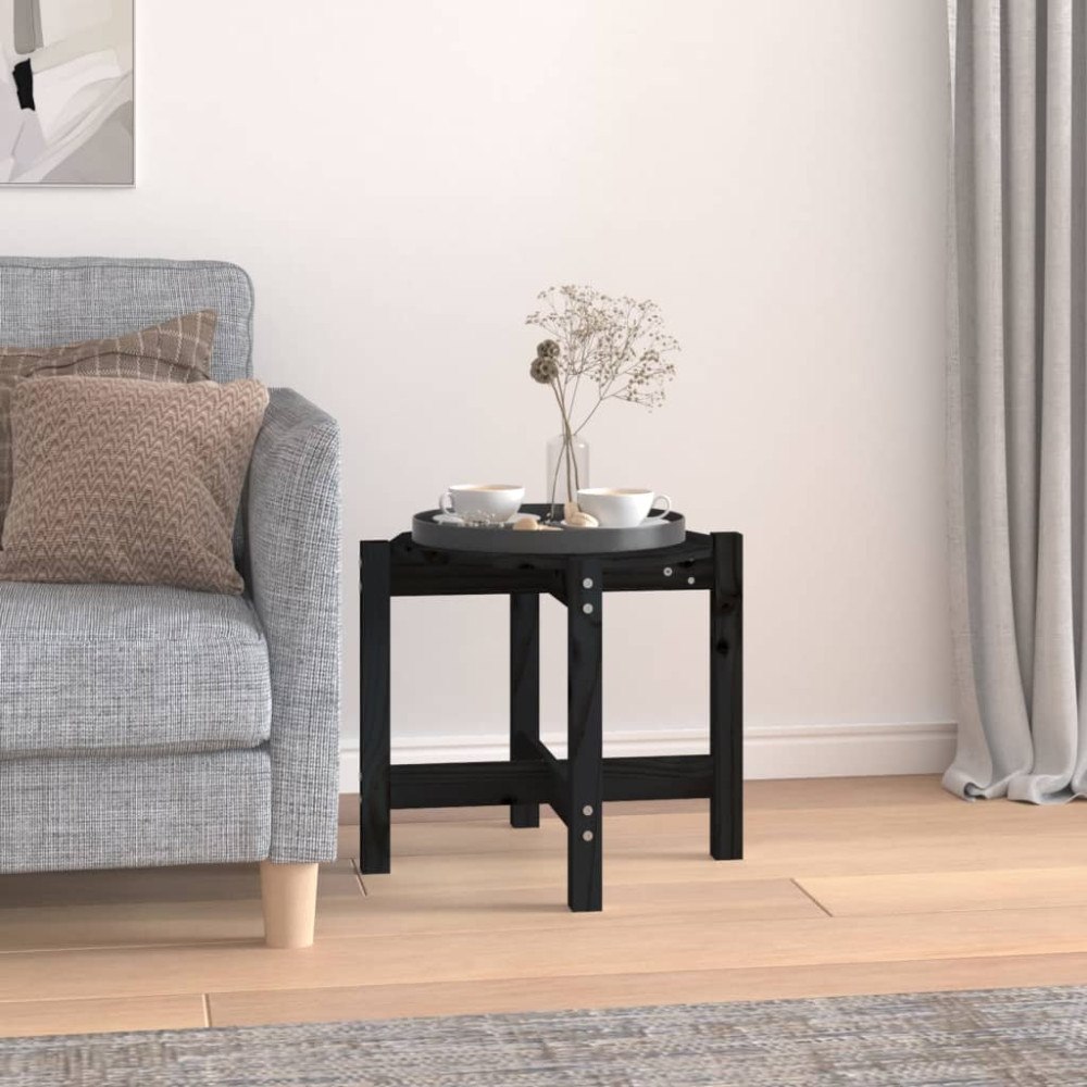 vidaXL Soffbord svart Ø 52,5x45 cm massiv furu