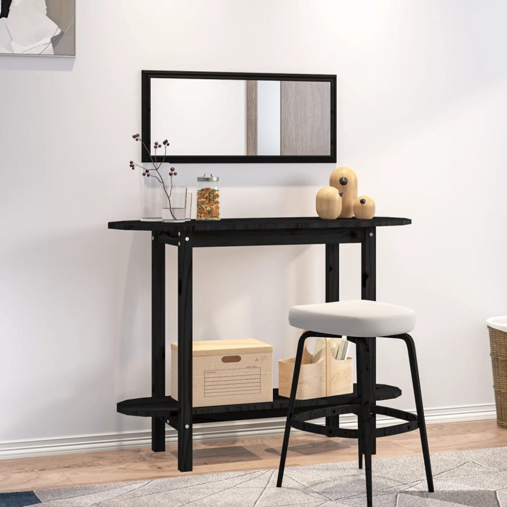 vidaXL Konsolbord svart 110x40x80 cm massiv furu
